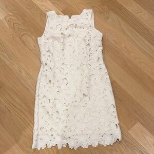 White Floral Lace Sleeveless Dress